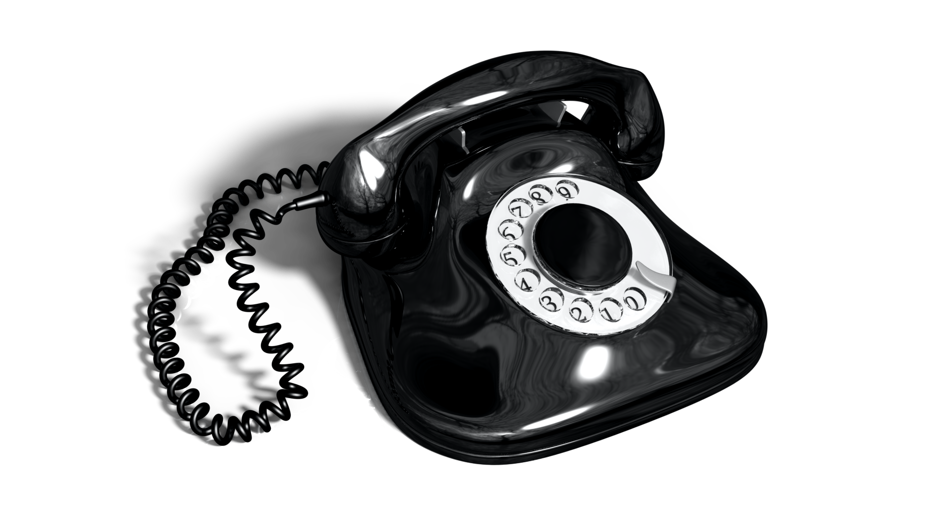 Ein schwarzes Telefon mit Wählscheibe