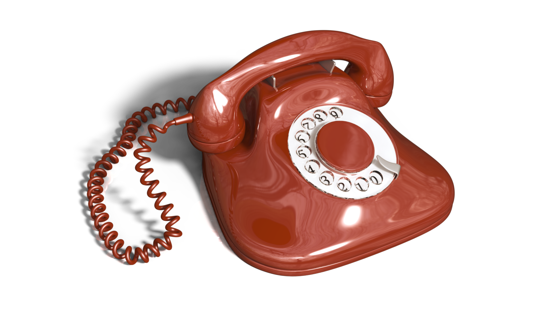 Ein rotes Telefon mit Wählscheibe